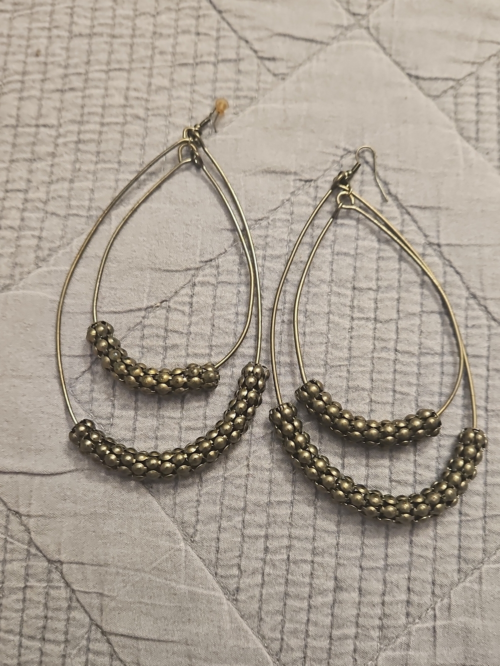 5 For $15 Double Hoop Beaded Drop Earrings in Gunmetal
